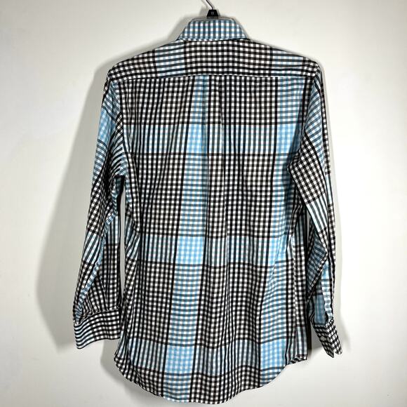 Peter Millar Men's Shirt Medium Button Front Unique Colors Aqua Brown Blk Preppy - Picture 2 of 8